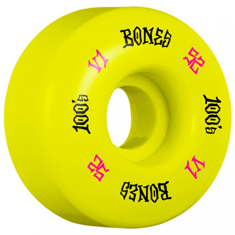 Колеса для скейтборда BONES 100'S Og Formula Standard Yellow 52mm 100A 2022, фото 1